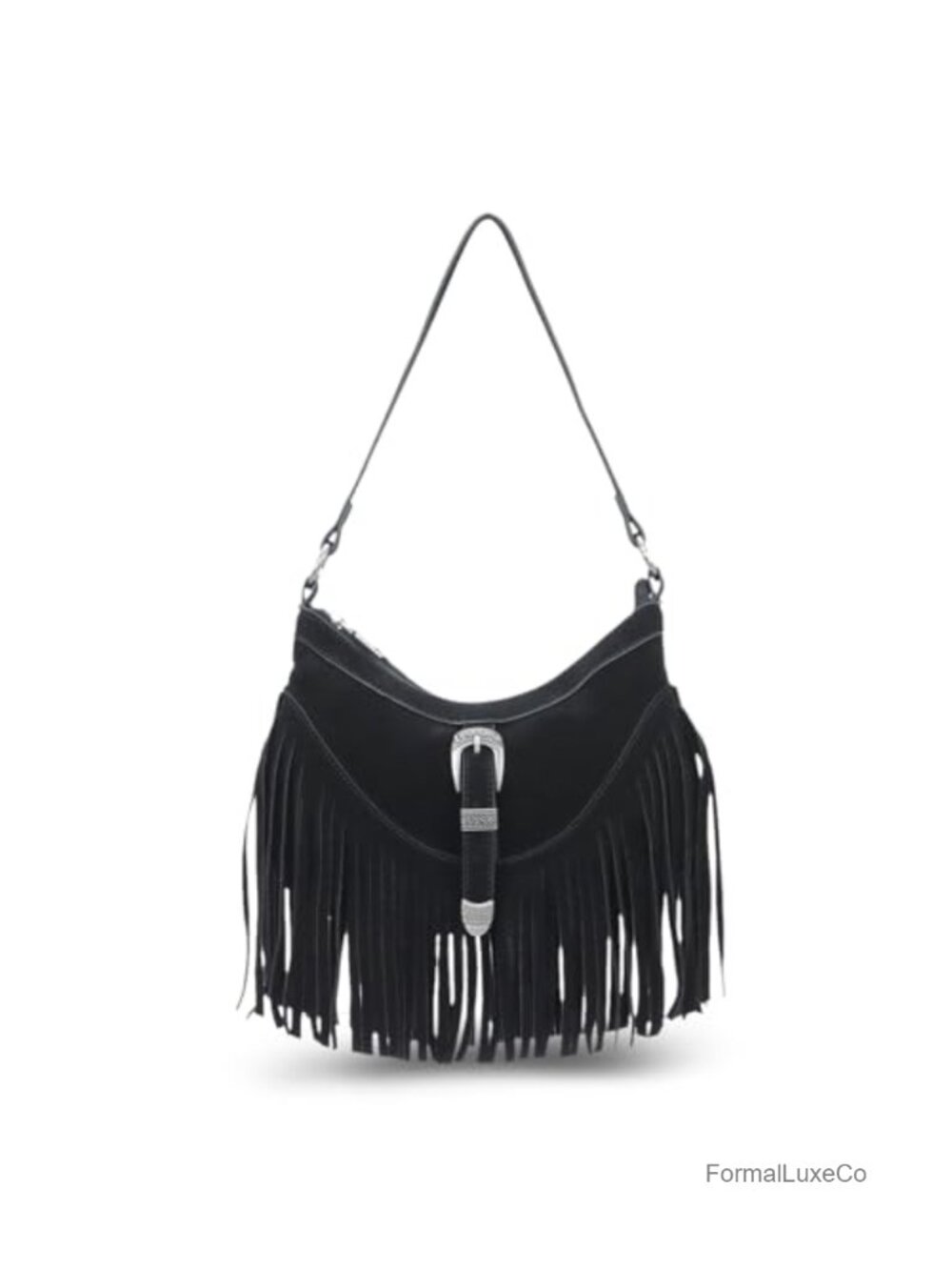Faux Leather Fringe Hobo Bag with Tassels for Women